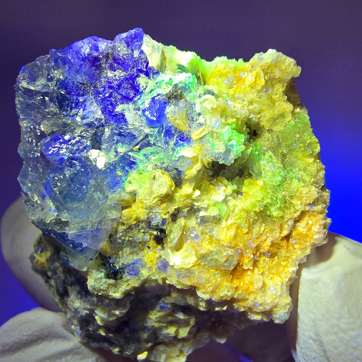 Phantom Fluorit Würfel, Muskovit, Hyalit Stufe Erongo, Namibia 36*32*24mm