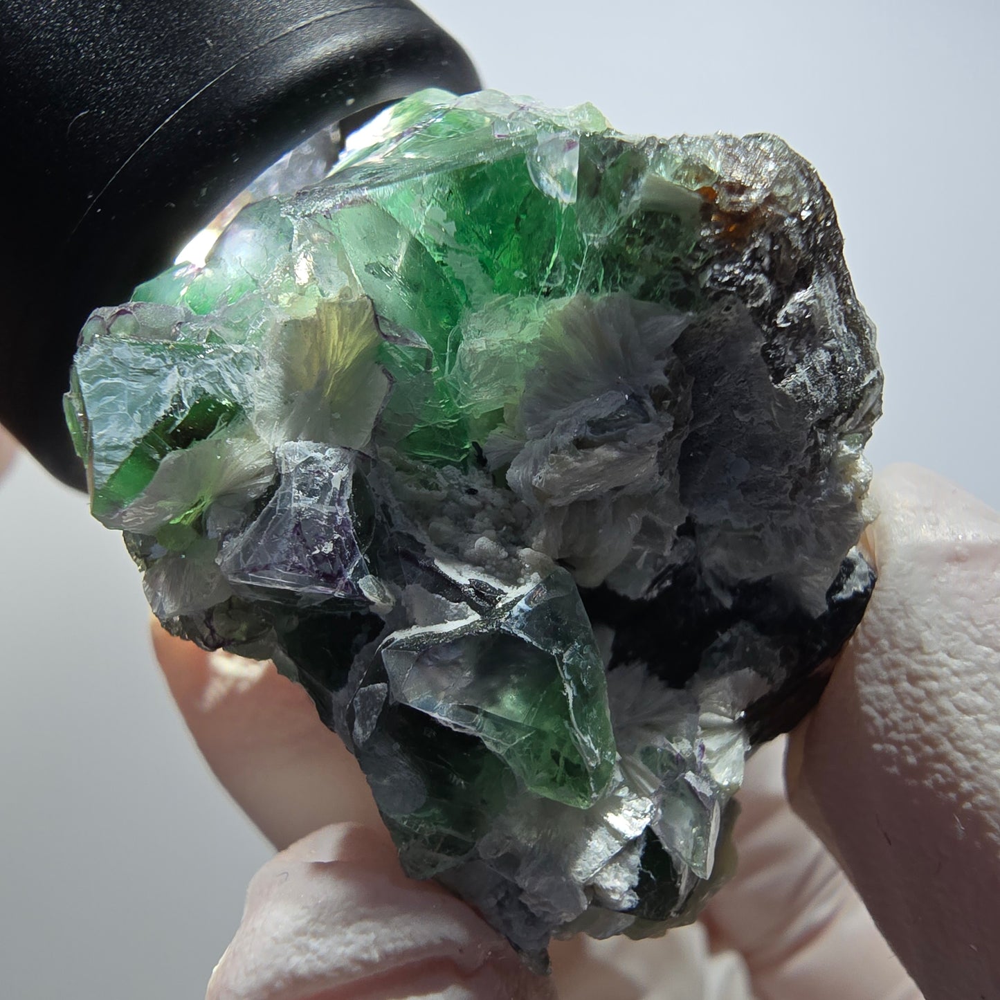 Phantom Fluorit, Schörl Turmalin, Muskovit Stufe Erongo, Namibia 40*35*36mm