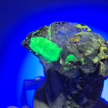 Phantom Fluorit, Schörl Turmalin, Hyalit, Orthoklas Erongo, Namibia 40*41*31mm