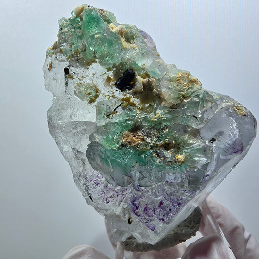 Phantom Fluorit, Schörl Turmalin, Hyalit Stufe Erongo, Namibia 62*40*32mm