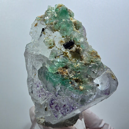 Phantom Fluorit, Schörl Turmalin, Hyalit Stufe Erongo, Namibia 62*40*32mm