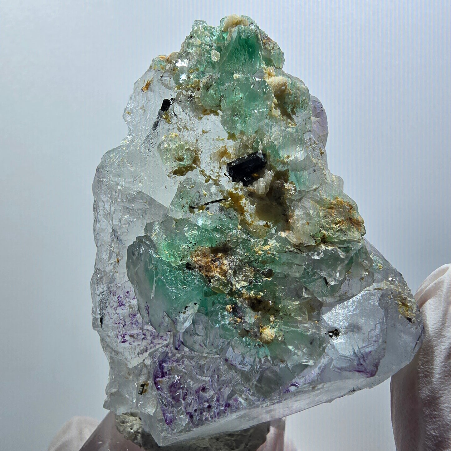 Phantom Fluorit, Schörl Turmalin, Hyalit Stufe Erongo, Namibia 62*40*32mm