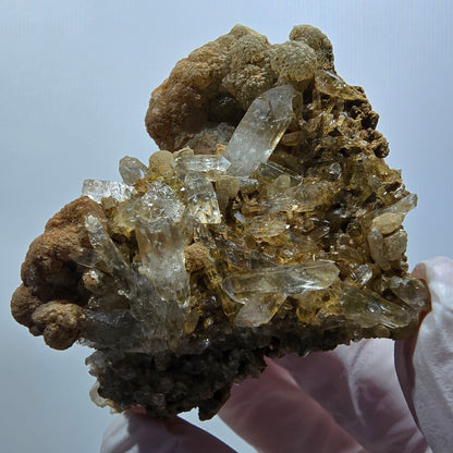 Seltene Rauchquarz DT, Prehnit Stufe Goboboseb, Namibia 66*49*35mm