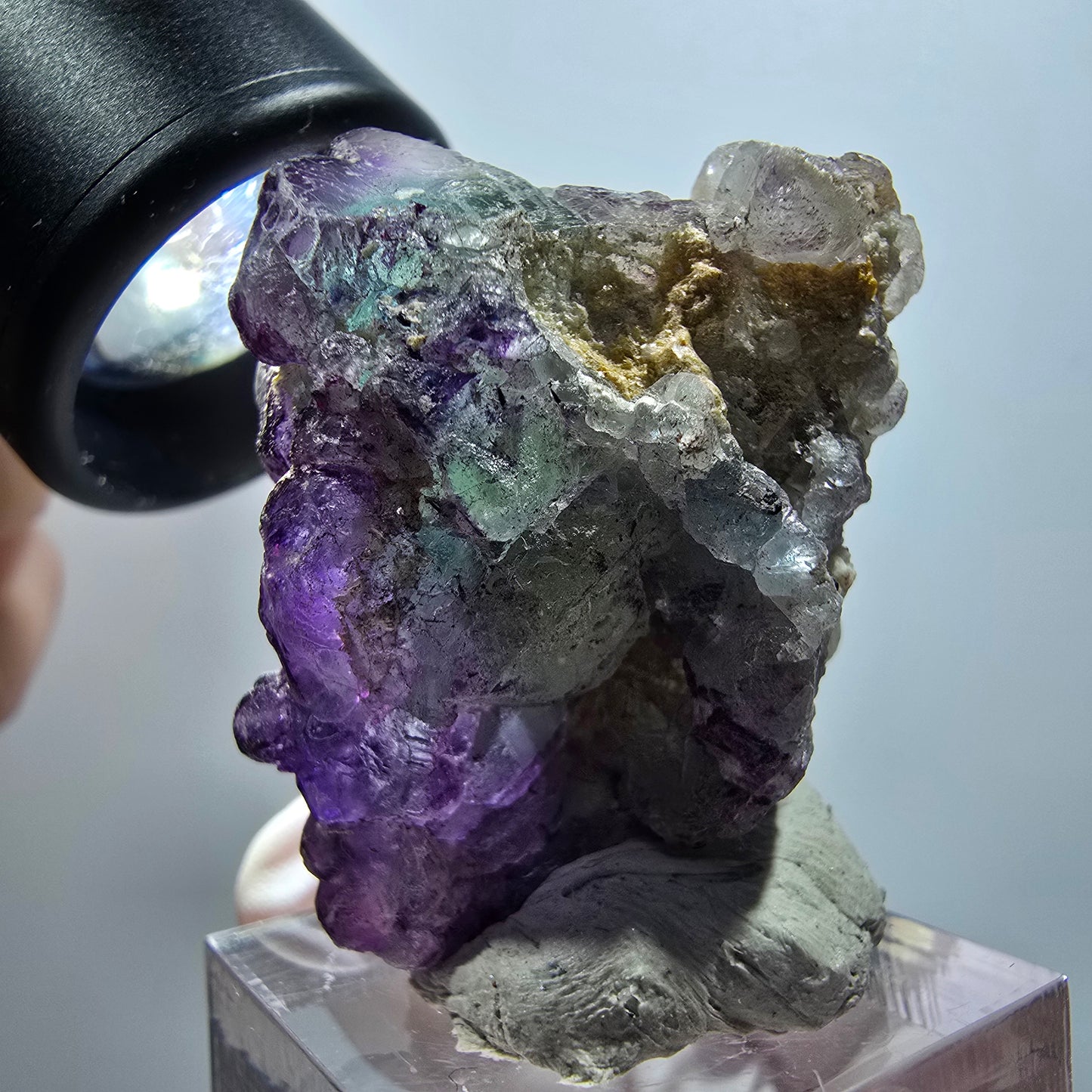 Seltene Phantom Fluorit zonal, Muskovit Stufe Erongo, Namibia 41*33*24mm