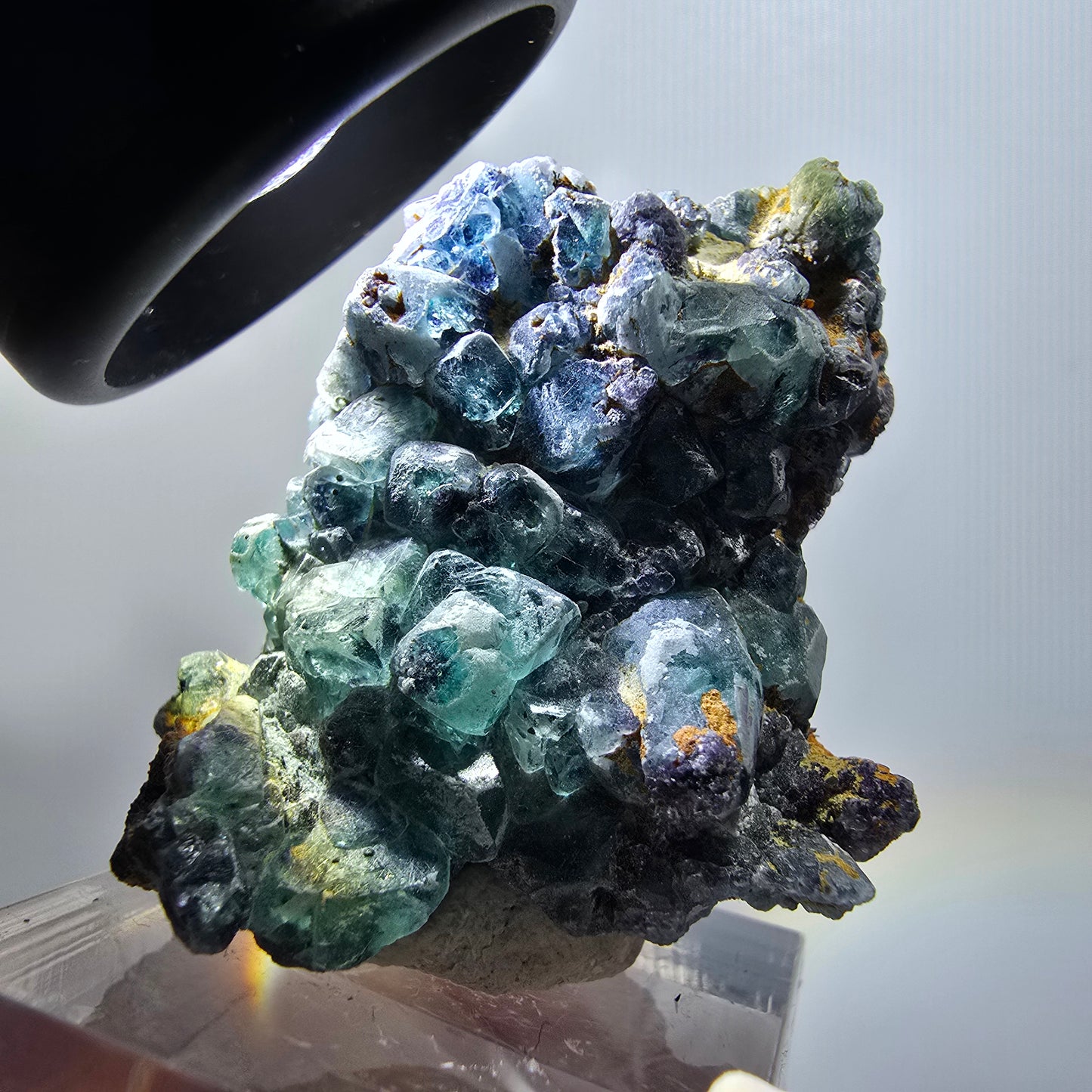 Spécimen rare de fluorite fantôme et de tourmaline schorl, Erongo, Namibie, 42*31*23 mm 