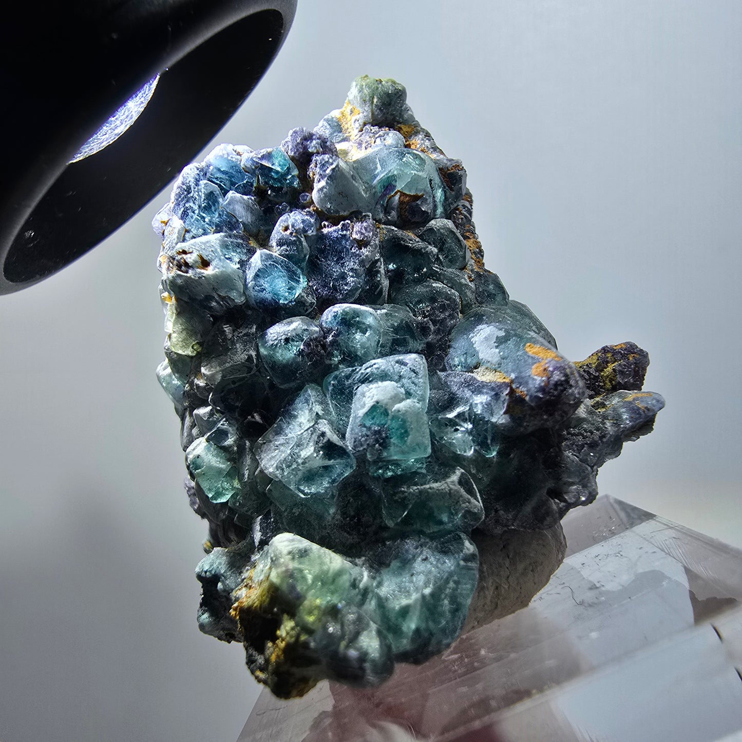 Spécimen rare de fluorite fantôme et de tourmaline schorl, Erongo, Namibie, 42*31*23 mm 