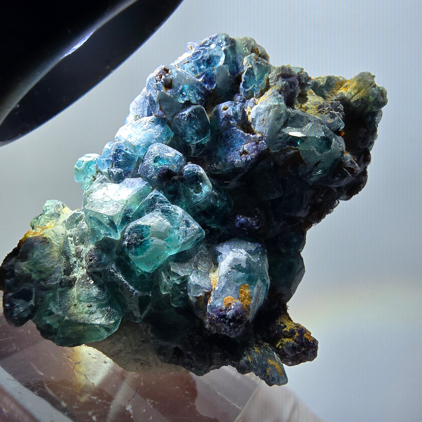 Spécimen rare de fluorite fantôme et de tourmaline schorl, Erongo, Namibie, 42*31*23 mm 