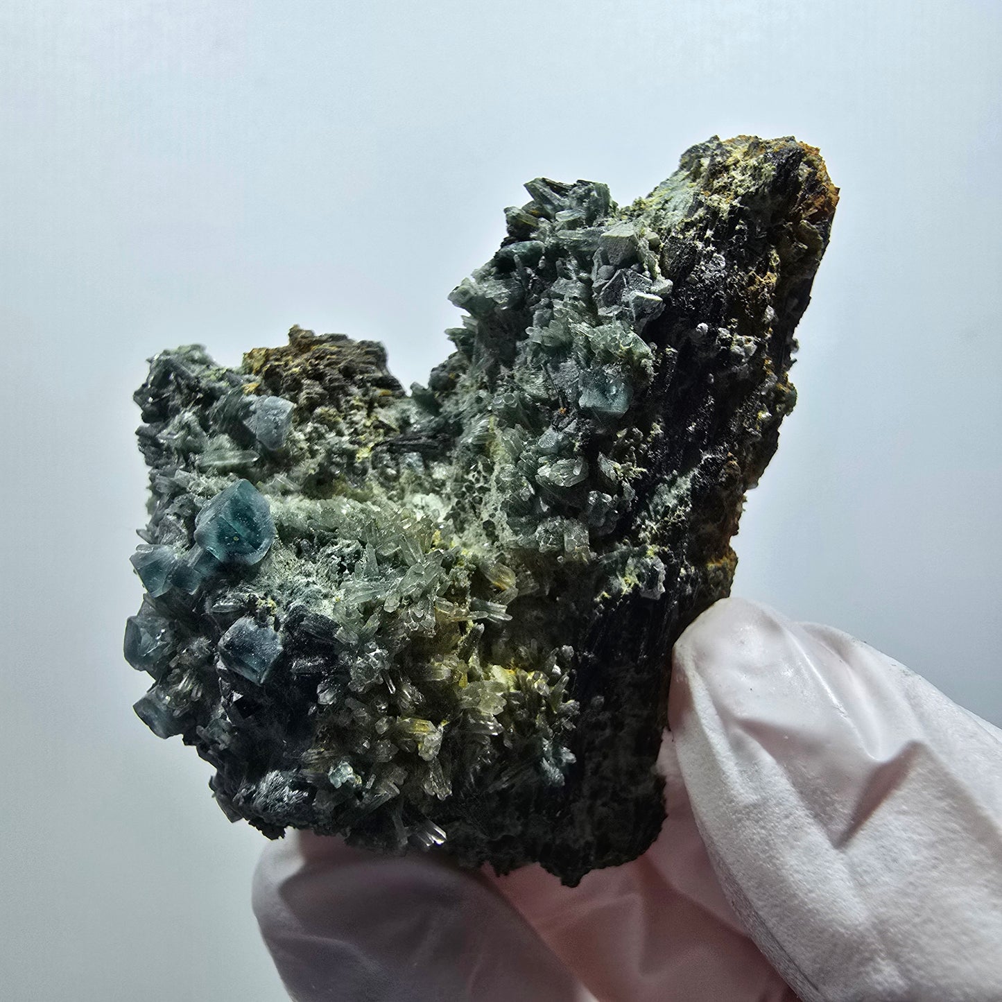 Rare phantom fluorite, schorl tourmaline specimen, Erongo, Namibia, 52*39*28mm 