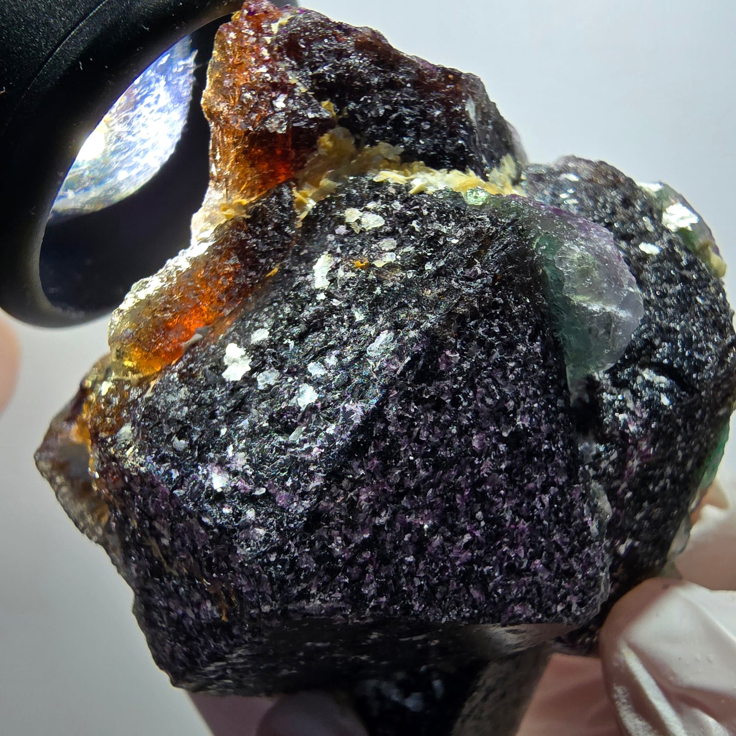 Phantom Fluorit Würfel, hexagonal, Muskovit Stufe Erongo, Namibia 60*51*39mm