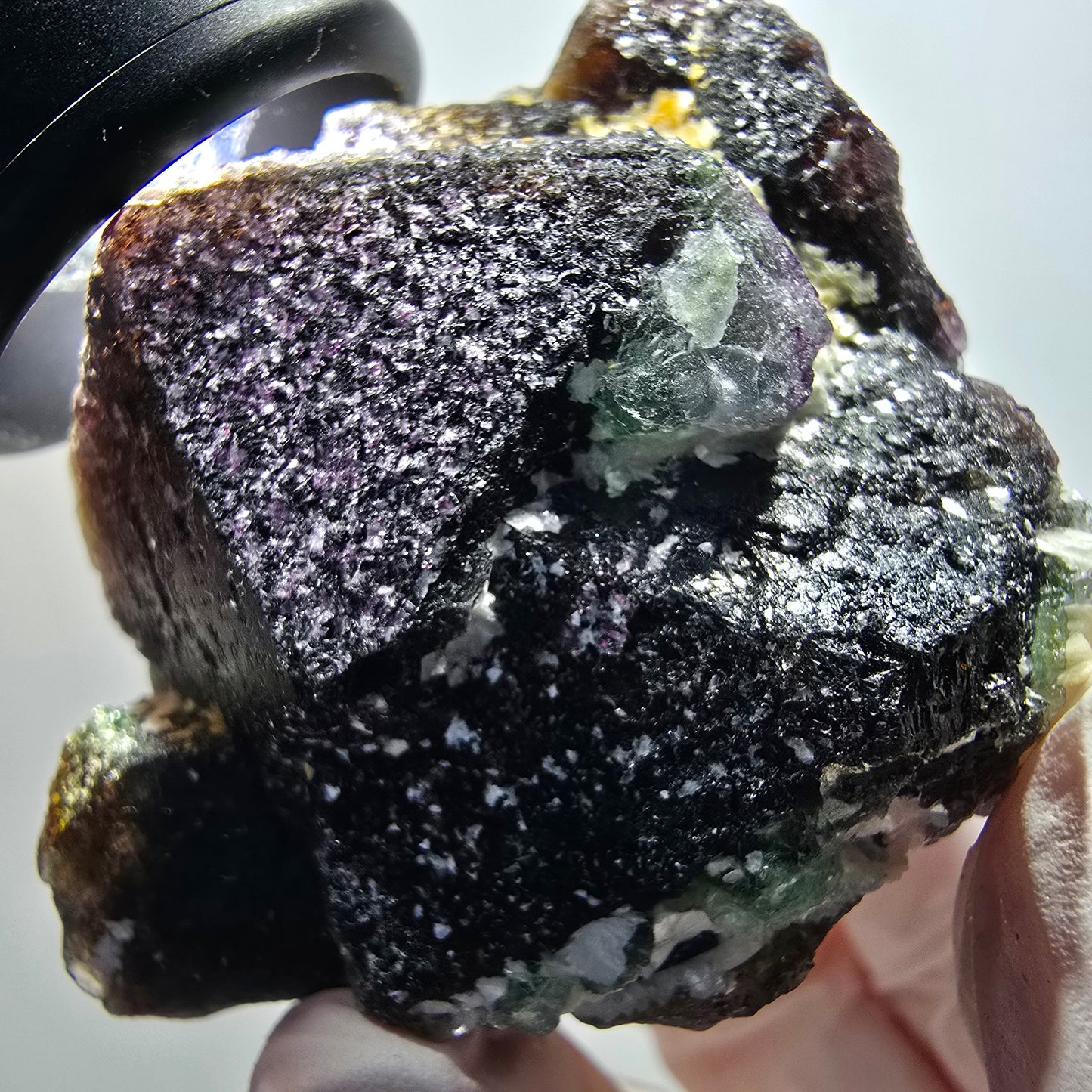 Phantom Fluorit Würfel, hexagonal, Muskovit Stufe Erongo, Namibia 60*51*39mm