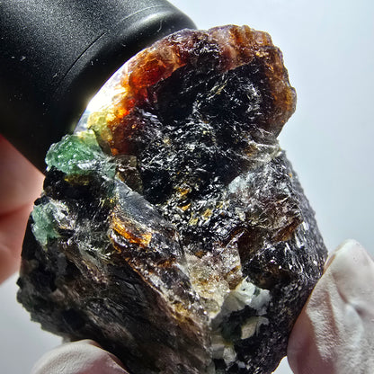 Phantom Fluorit Würfel, hexagonal, Muskovit Stufe Erongo, Namibia 60*51*39mm