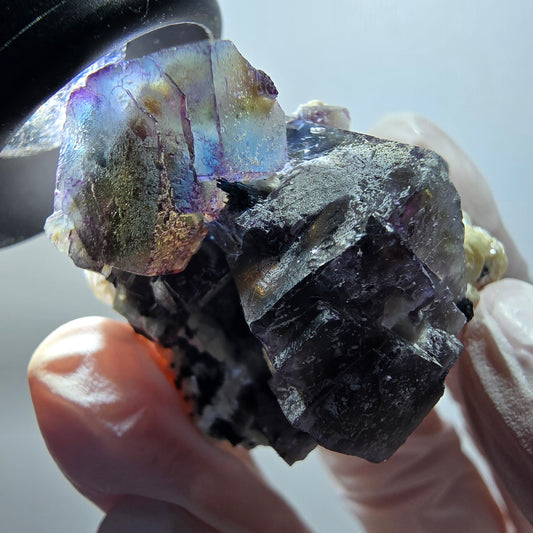 Bunte Phantom Fluorit, Schörl Turmalin, Muskovit Stufe Erongo, Namibia 44*39*31mm