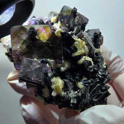 Colorful Phantom Fluorite, Schorl Tourmaline, Muscovite Specimen Erongo Namibia 61*54*41mm 