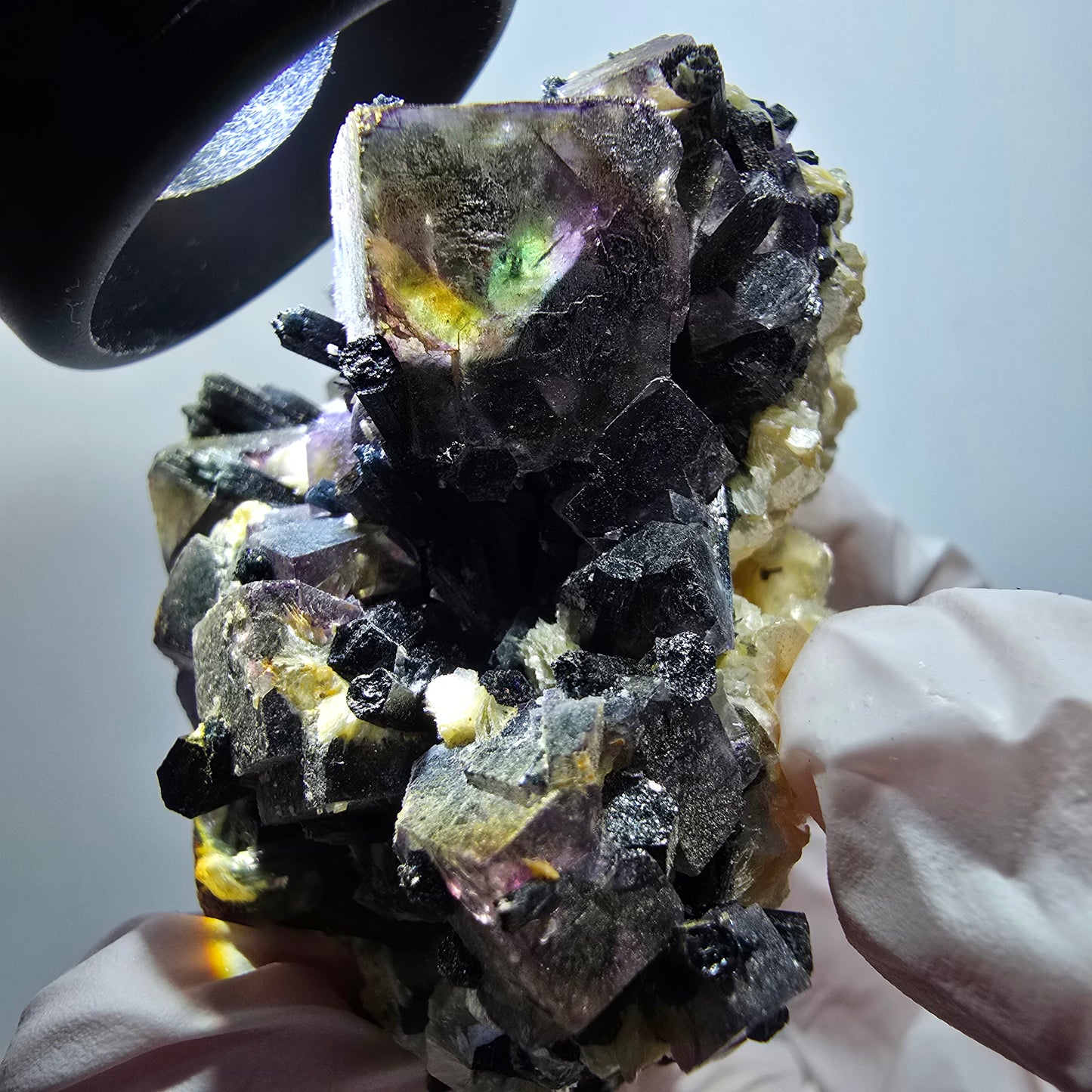 Colorful Phantom Fluorite, Schorl Tourmaline, Muscovite Specimen Erongo Namibia 61*54*41mm 