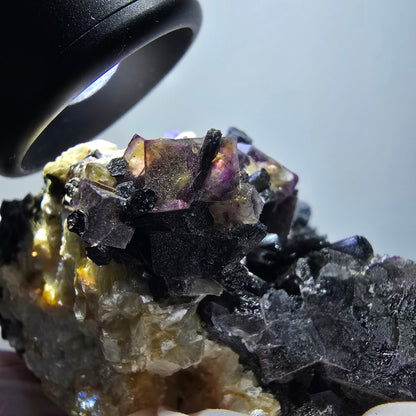 Colorful Phantom Fluorite, Schorl Tourmaline, Muscovite Specimen Erongo Namibia 61*54*41mm 