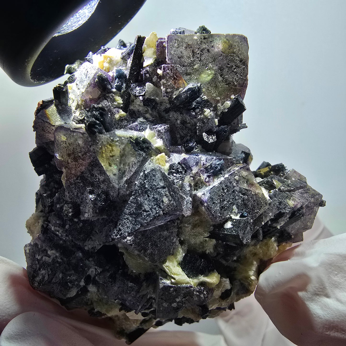 Colorful Phantom Fluorite, Schorl Tourmaline, Muscovite Specimen Erongo Namibia 61*54*41mm 