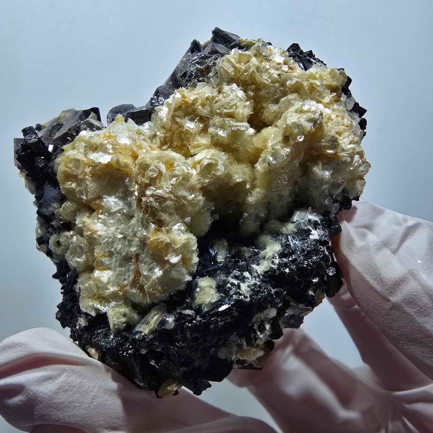 Colorful Phantom Fluorite, Schorl Tourmaline, Muscovite Specimen Erongo Namibia 61*54*41mm 