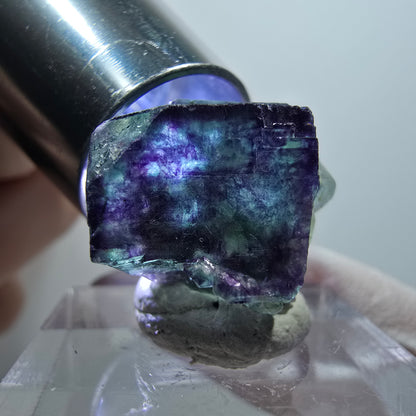 Very clear phantom fluorite cube specimen, green-purple Okorusu, Namibia 19*18*16mm #11772 