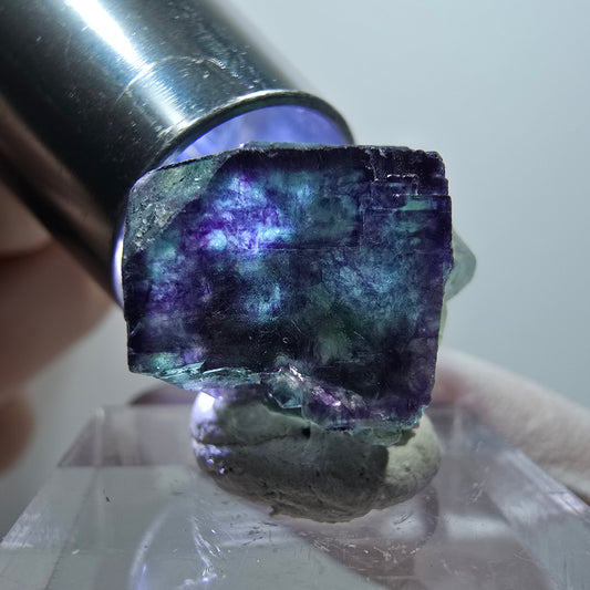 Sehr klare Phantom Fluorit Würfel Stufe, grün lila Okorusu, Namibia 19*18*16mm #11772