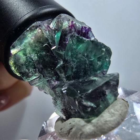 Sehr klare Phantom Fluorit Würfel Stufe, grün lila Okorusu, Namibia 28*21*13mm #11773