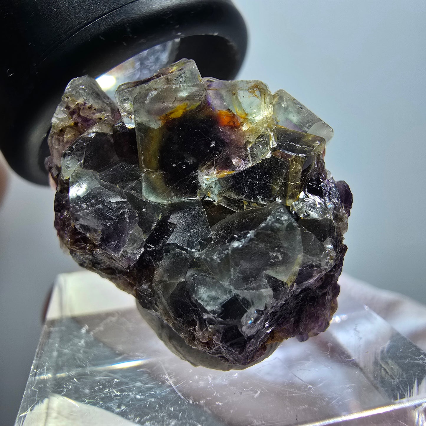 Clear Phantom Fluorite Cube Specimen, green yellow purple Okorusu, Namibia 26*25*17mm #11774 