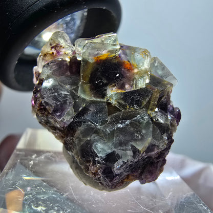 Clear Phantom Fluorite Cube Specimen, green yellow purple Okorusu, Namibia 26*25*17mm #11774 