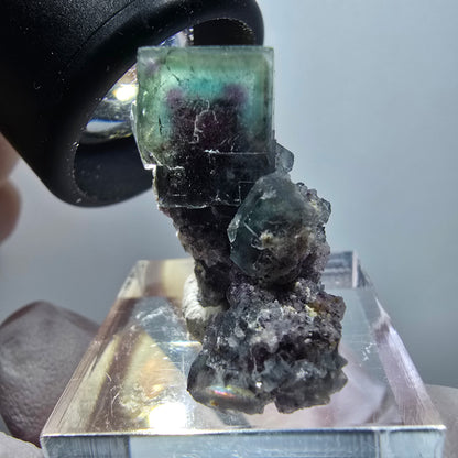 Rare phantom fluorite cube specimen, green-purple, Okorusu, Namibia, 31*22*13mm #11775 