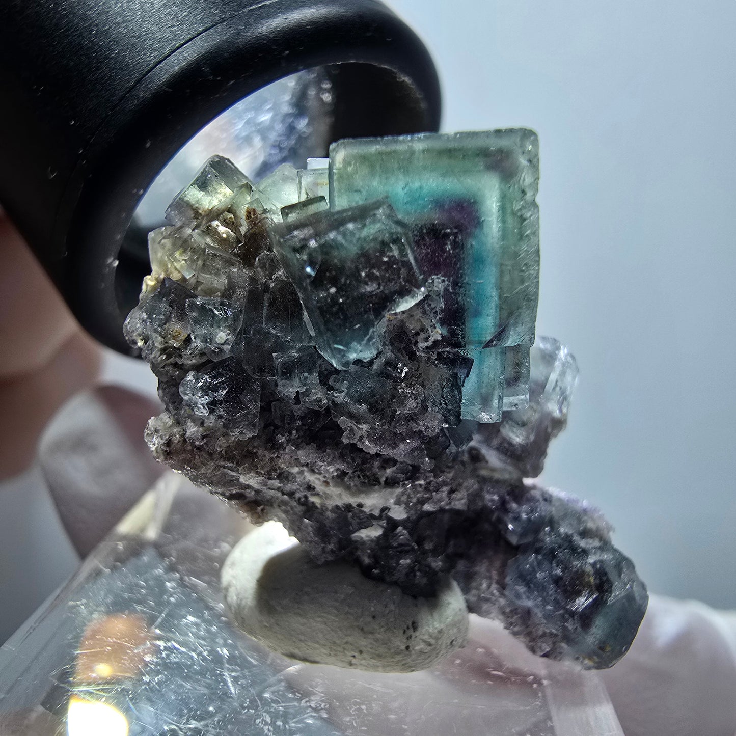 Rare phantom fluorite cube specimen, green-purple, Okorusu, Namibia, 31*22*13mm #11775 