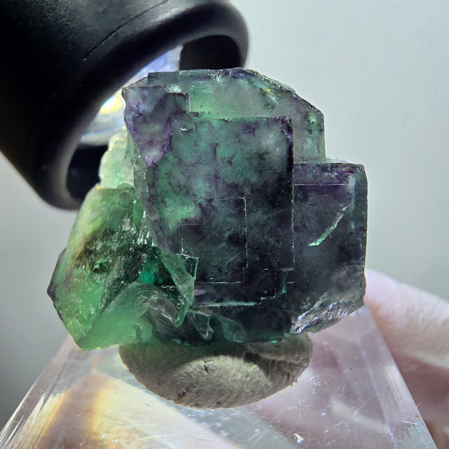 Rare spécimen de cube de fluorite fantôme, vert-violet, Okorusu, Namibie, 26*19*12 mm #11778 