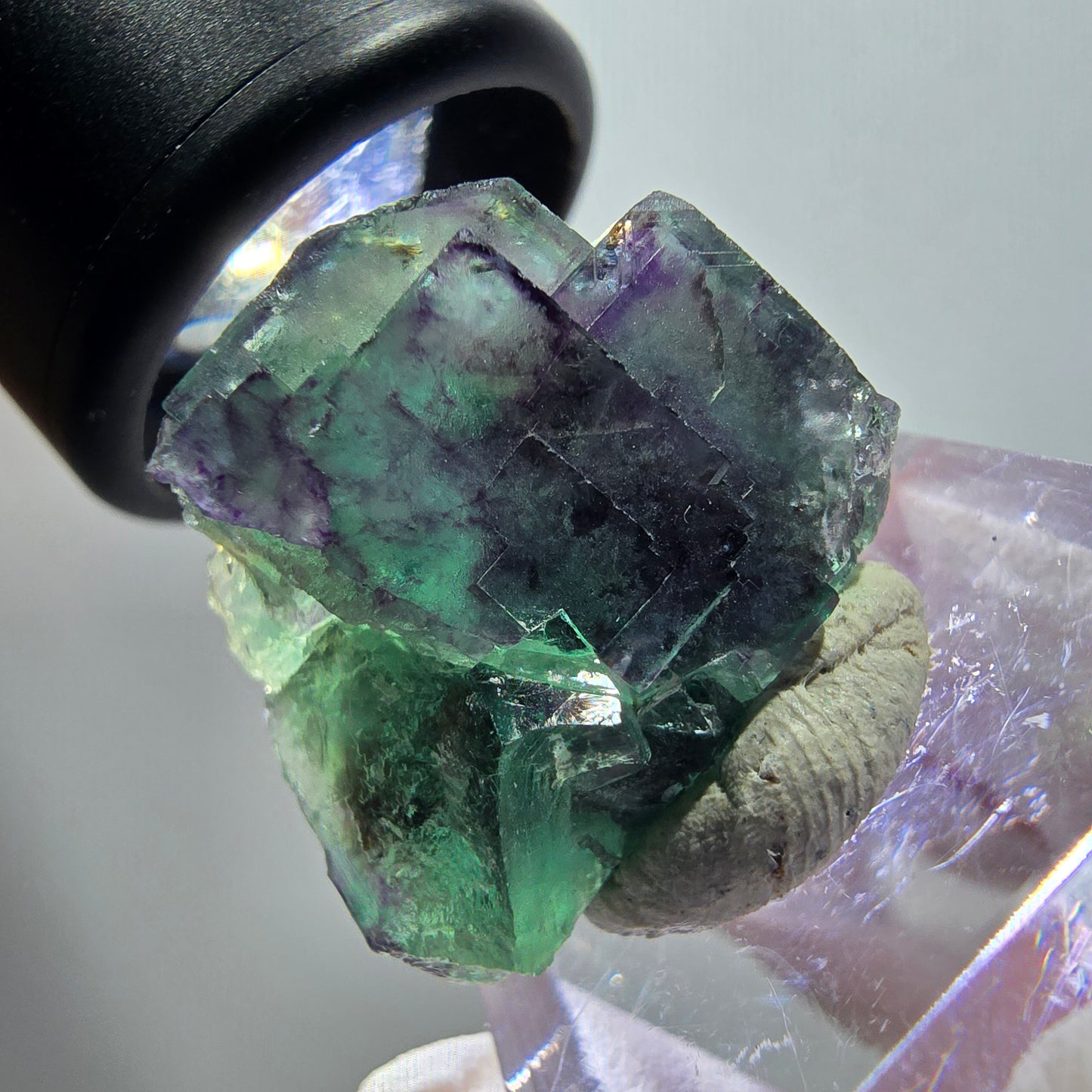 Rare spécimen de cube de fluorite fantôme, vert-violet, Okorusu, Namibie, 26*19*12 mm #11778 