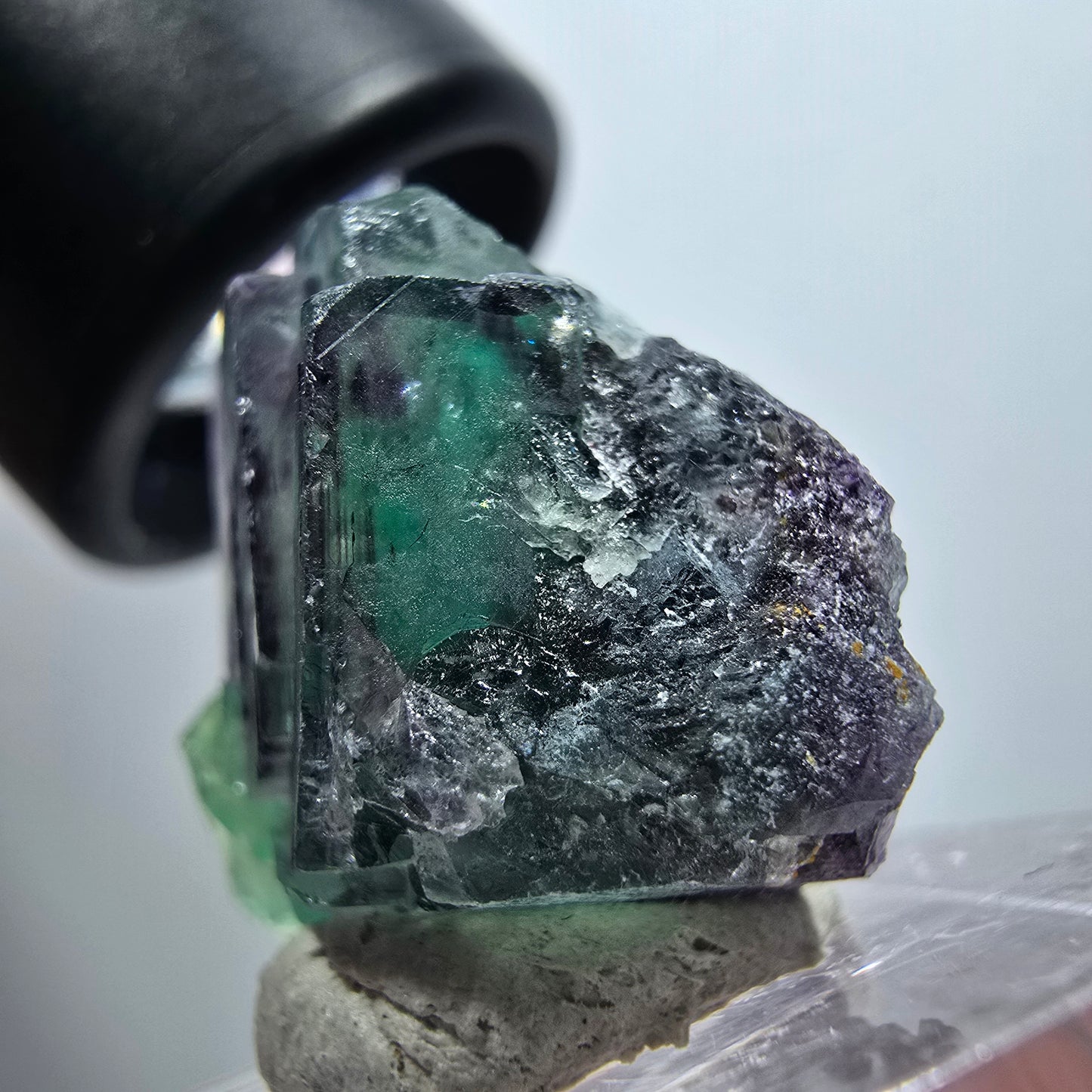 Rare spécimen de cube de fluorite fantôme, vert-violet, Okorusu, Namibie, 26*19*12 mm #11778 