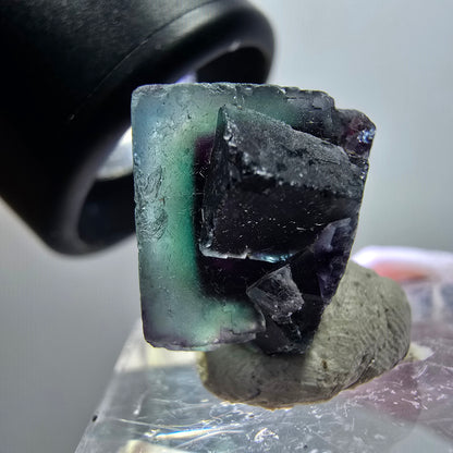 Rare spécimen de cube de fluorite fantôme, vert-violet, Okorusu, Namibie, 21*15*14 mm #11779 