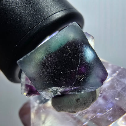 Rare spécimen de cube de fluorite fantôme, vert-violet, Okorusu, Namibie, 21*15*14 mm #11779 