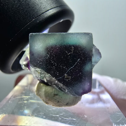 Rare spécimen de cube de fluorite fantôme, vert-violet, Okorusu, Namibie, 21*15*14 mm #11779 