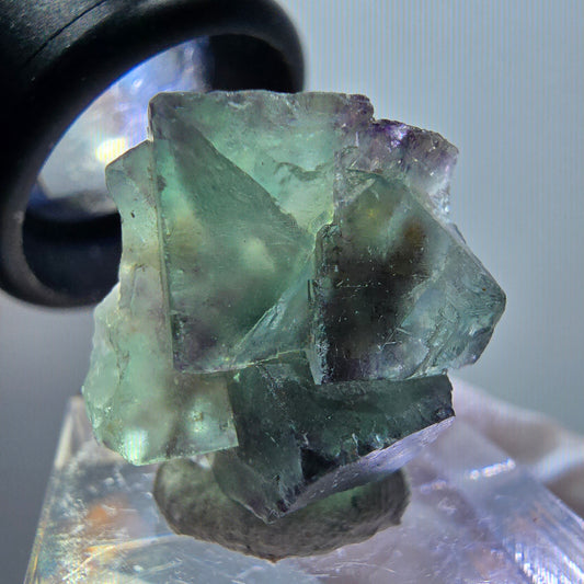 Sehr klare Phantom Fluorit Würfel Stufe, grün lila Okorusu, Namibia 22*20*14mm #11780