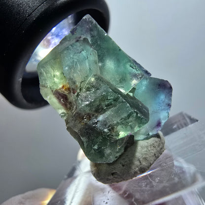 Very clear phantom fluorite cube specimen, green-purple Okorusu, Namibia 22*20*14mm #11780 