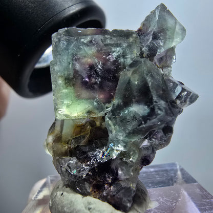 Very clear phantom fluorite cube specimen, green-purple Okorusu, Namibia 32*24*13mm #11782 