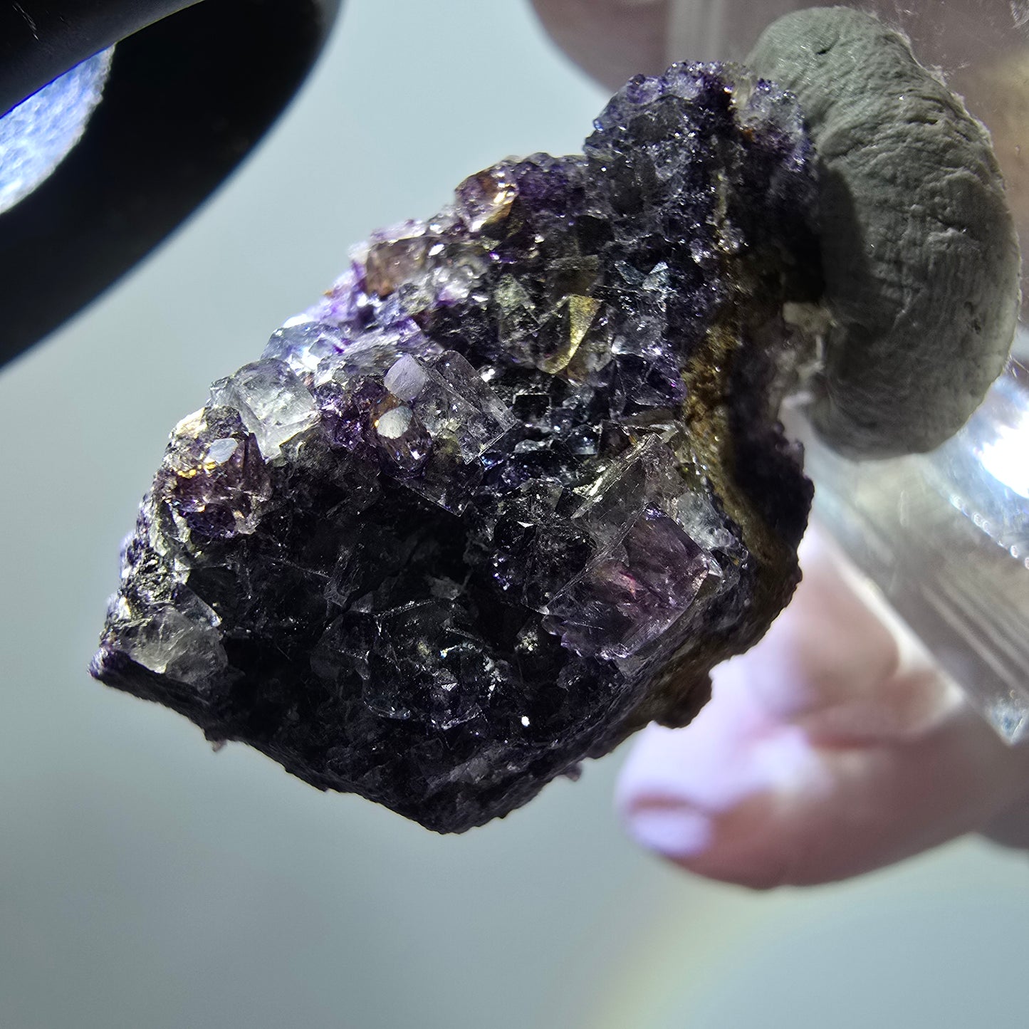 Very clear phantom fluorite cube specimen, green-purple Okorusu, Namibia 27*18*16mm #11783 