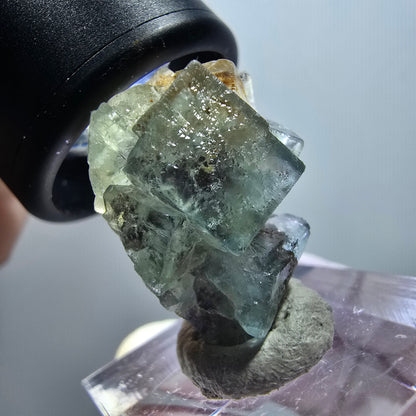 Rare spécimen de cube de fluorite fantôme, vert-violet, Okorusu, Namibie, 22*19*16 mm #11786 