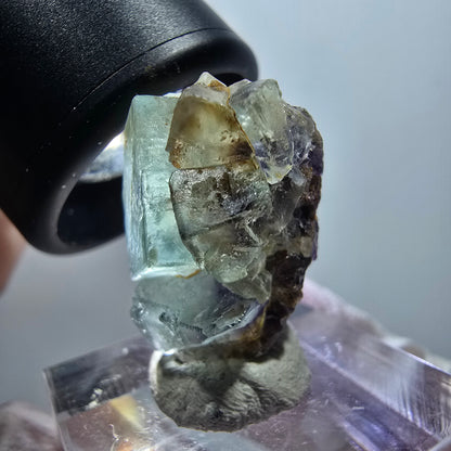 Rare spécimen de cube de fluorite fantôme, vert-violet, Okorusu, Namibie, 22*19*16 mm #11786 