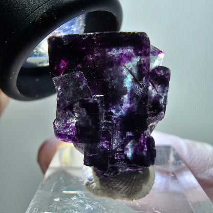 Rare spécimen de cube de fluorite fantôme, vert-violet, Okorusu, Namibie, 25*20*13 mm #11787 