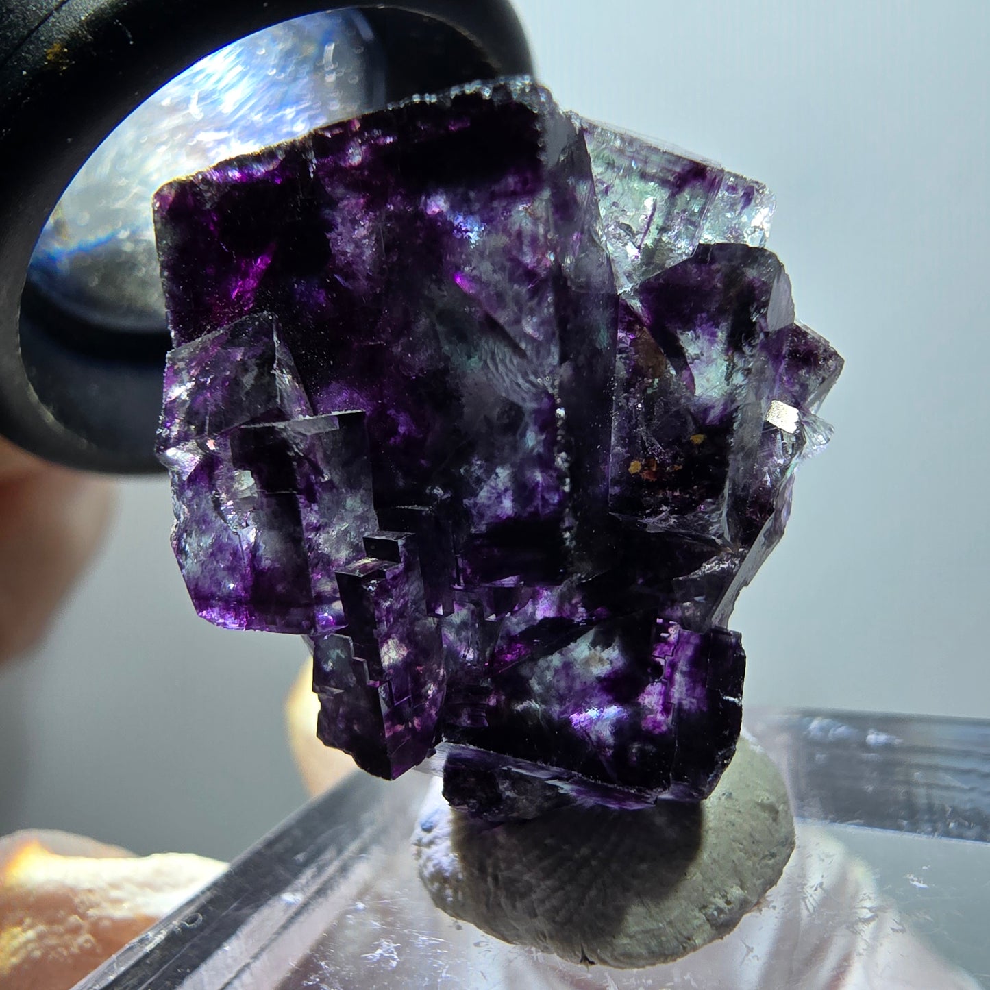 Rare spécimen de cube de fluorite fantôme, vert-violet, Okorusu, Namibie, 25*20*13 mm #11787 