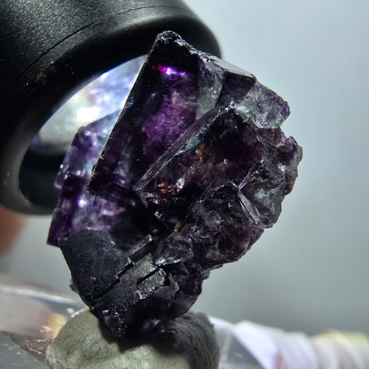 Rare spécimen de cube de fluorite fantôme, vert-violet, Okorusu, Namibie, 25*20*13 mm #11787 