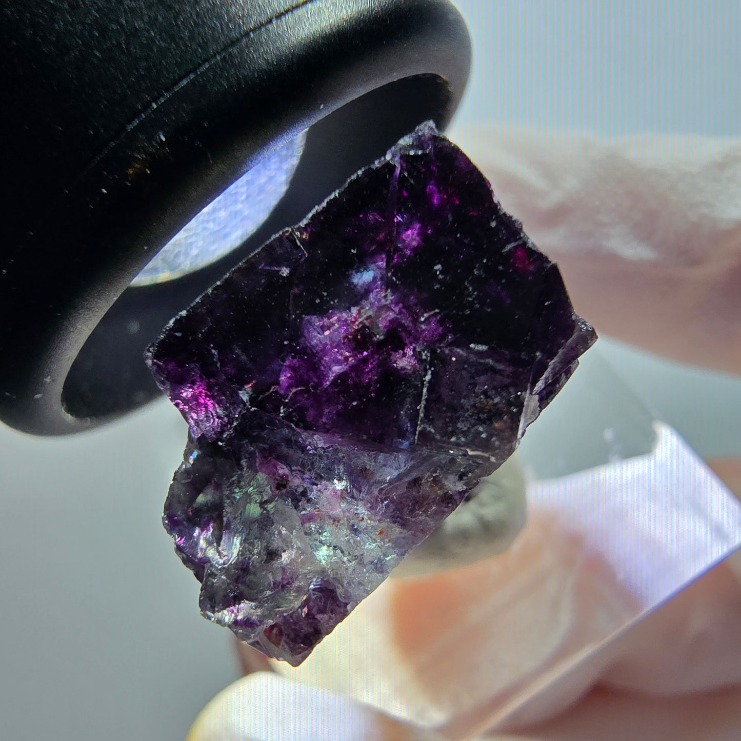 Rare spécimen de cube de fluorite fantôme, vert-violet, Okorusu, Namibie, 25*20*13 mm #11787 