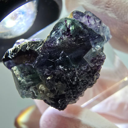 Rare spécimen de cube de fluorite fantôme, vert-violet, Okorusu, Namibie, 27*18*15mm #11788 