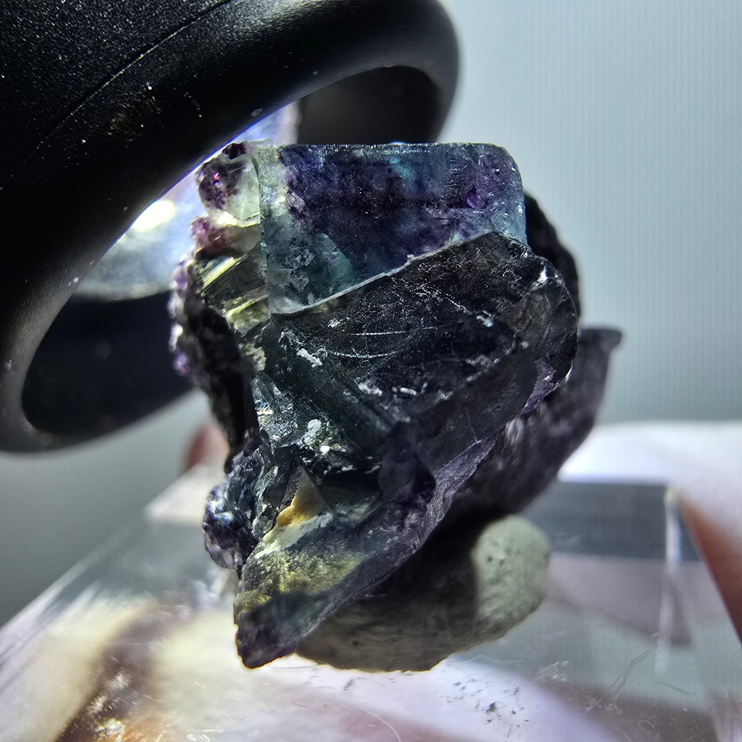 Rare spécimen de cube de fluorite fantôme, vert-violet, Okorusu, Namibie, 27*18*15mm #11788 