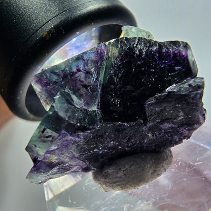 Rare spécimen de cube de fluorite fantôme, vert-violet, Okorusu, Namibie, 27*18*15mm #11788 