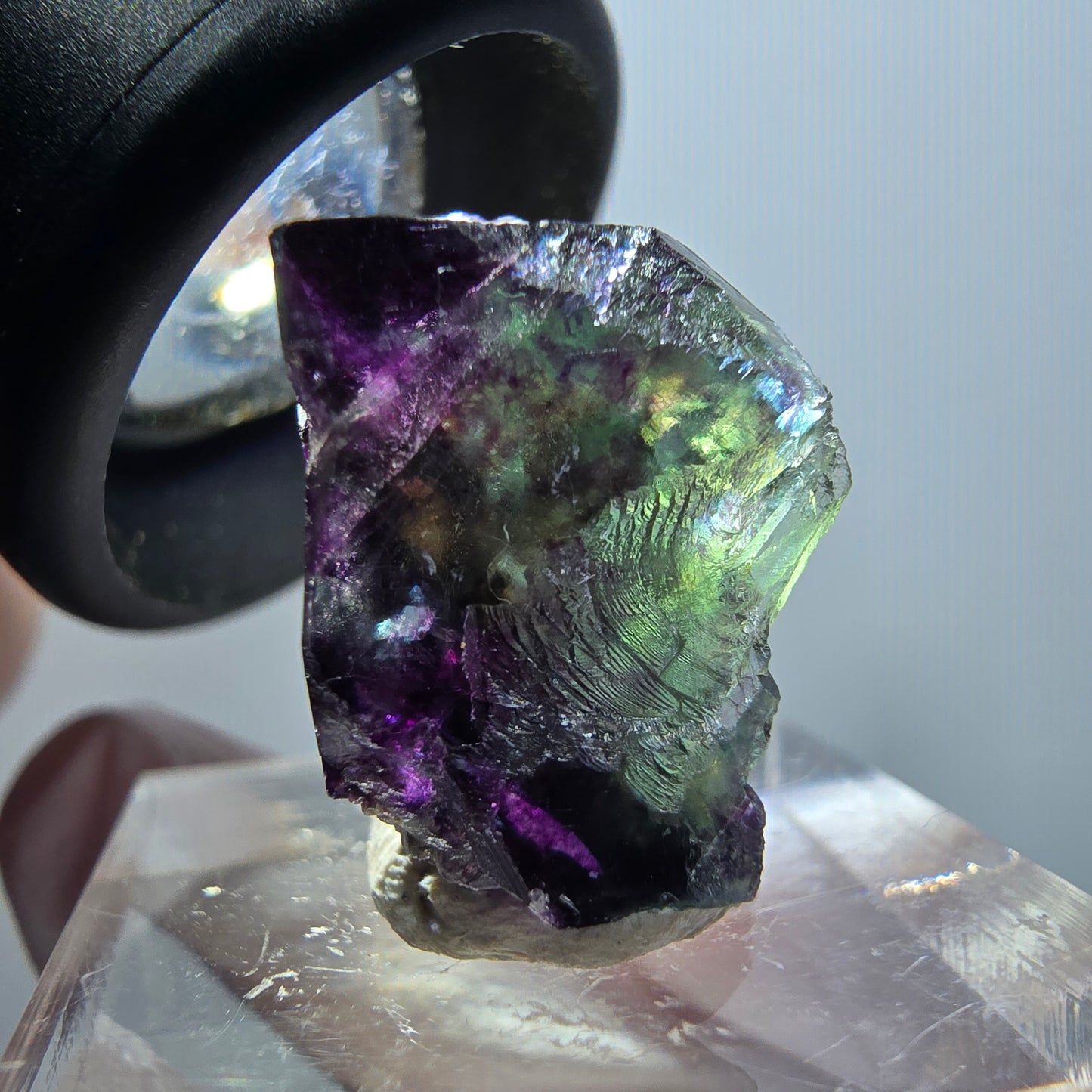 Spécimen cubique de fluorite fantôme très clair, vert-violet, Okorusu, Namibie, 24*15*14 mm, n° 11789 