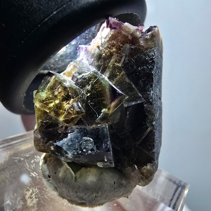 Rare Phantom Fluorite Cube Specimen, Green Purple Zonal Okorusu Namibia 23*16*16mm #11790 