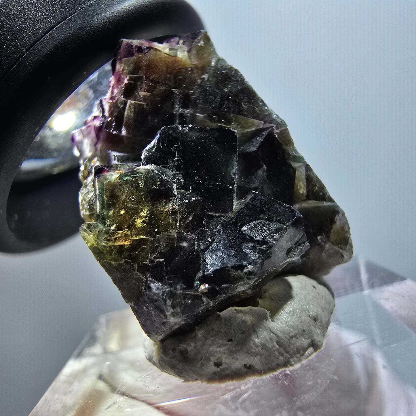 Rare Phantom Fluorite Cube Specimen, Green Purple Zonal Okorusu Namibia 23*16*16mm #11790 